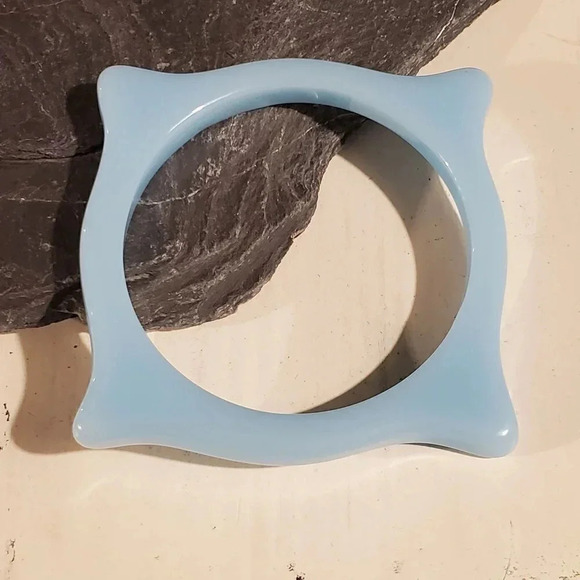 Light Blue Irregular Square New Vintage Y2K 90s Retro Structural Bangle Bracelet - Picture 5 of 7